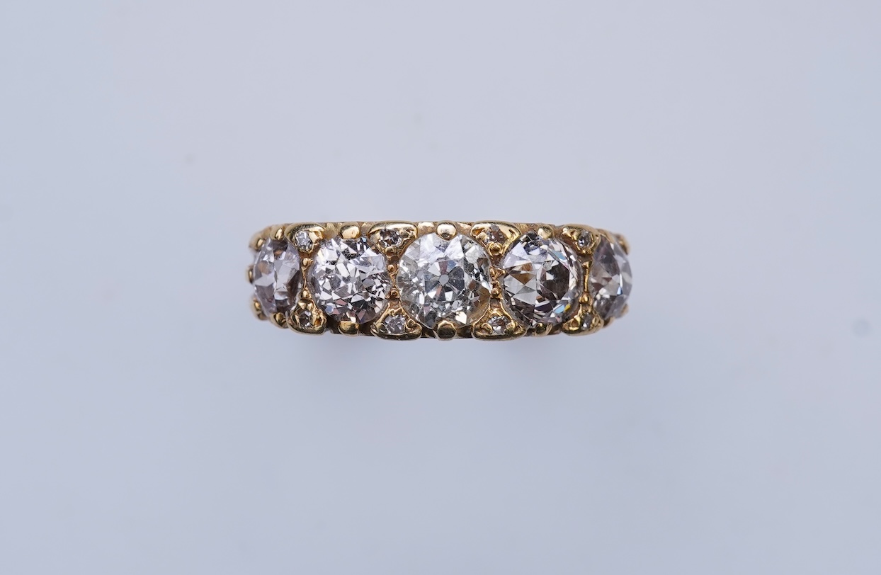 A five-stone diamond ring, circa 1900